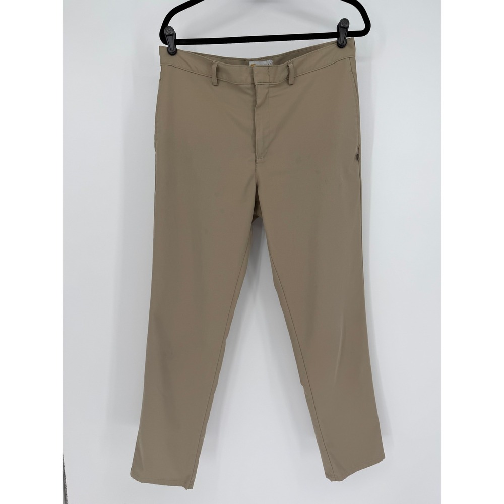 Dennis Uniform Mens Khaki Tan Flat Front Straight Leg Pants 33x30 Style 074500
